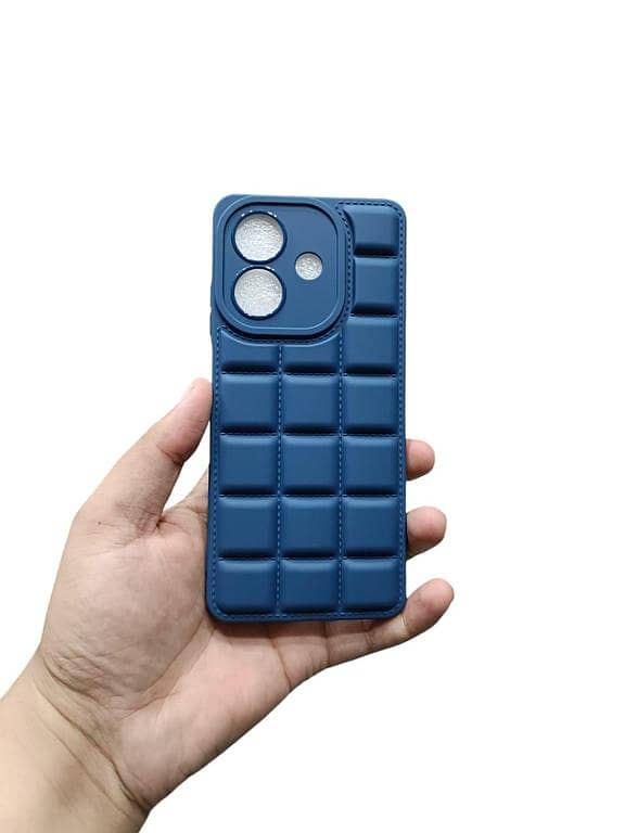 OPPO A3X / A3 Soft Puffer Back Cover with Chocolate Design and Bubble Protection for Camera
