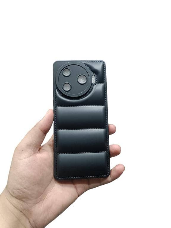 Tecno Camon 30 Pro 5G Soft Carbon Leather Puffer Back Cover for Camera Protection