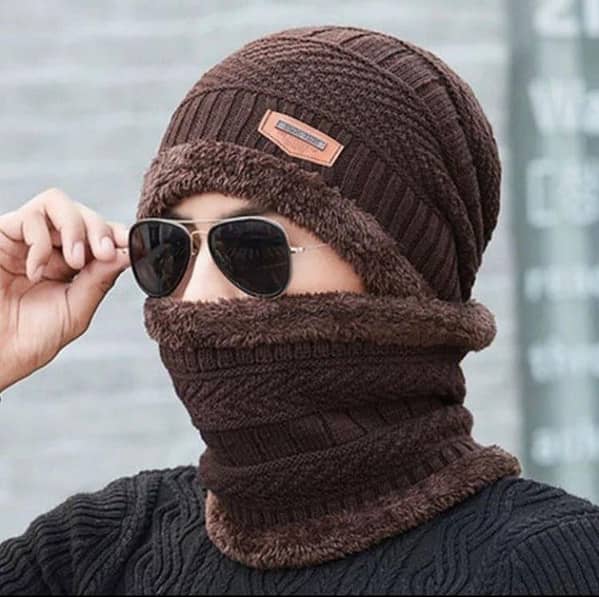 Wool Beanie Cap with Neck Warmer for Men and Women | Unisex Winter Cap