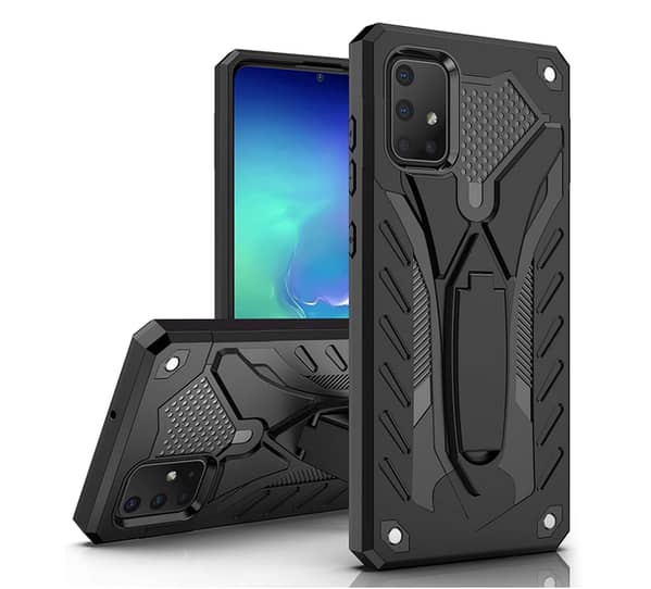 Samsung Galaxy A51 Rugged Armor Case - Shockproof Back Cover with Elevated Edges for Camera Safety