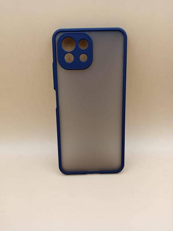 Mi 11 Lite TPU Matte Case with Color Button and Camera Protection - Shockproof Back Cover