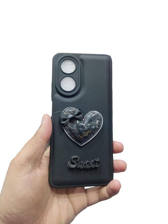OPPO A58 Soft Heart Glitter Phone Case with Camera Protection