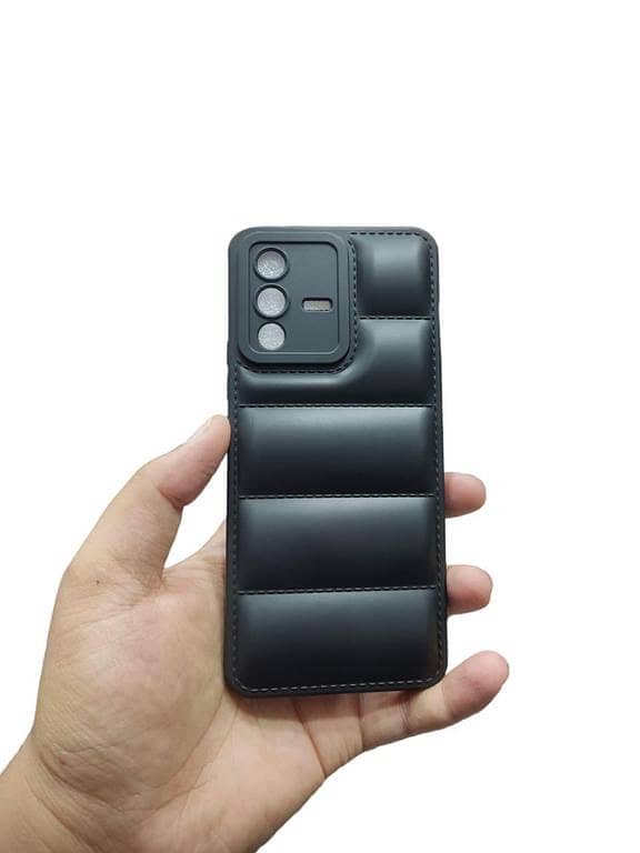 Vivo V23 5G Soft Puffer Down Jacket Camera Protection Case – Matte Scrub Shockproof Back Cover