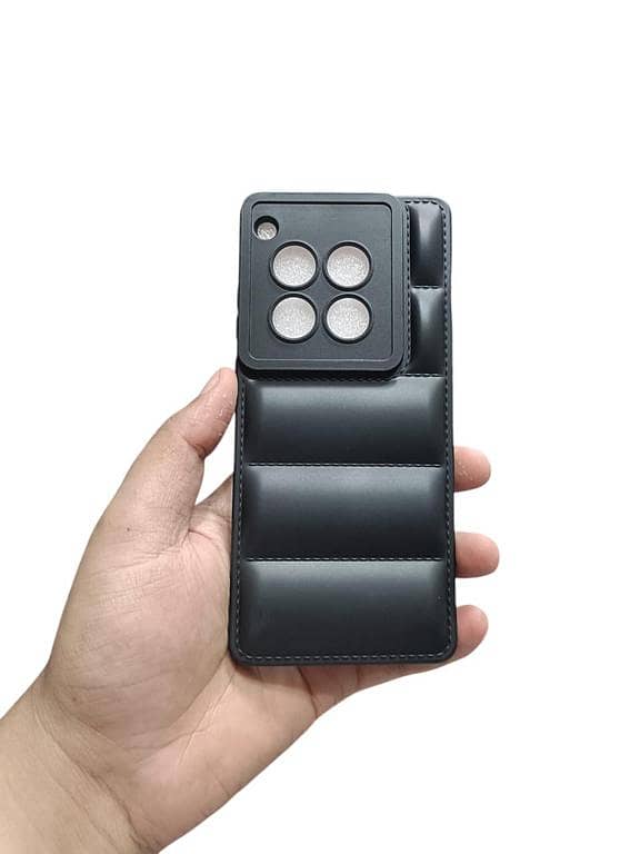 One Plus 12 5G Soft Matt Puffer Jacket Back Cover with Bubble Camera Protection