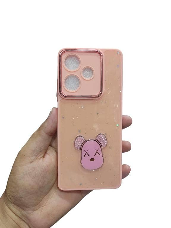 Infinix HOT 30 Gloomy Bear Glitter Back Cover with Soft Sides