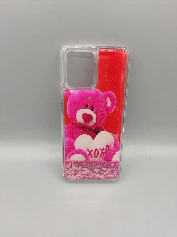Samsung Galaxy A72 Liquid Glitter Case featuring Hello Kitty and Mickey