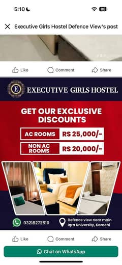 Executive girls hostel iqra university Karachi