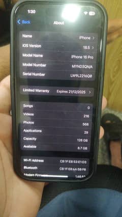 Iphone 16 pro Non pta Factory unlock (BH 97) ( E-Sim Time Available)