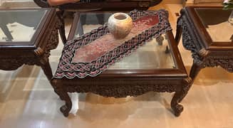 Set of three tables chiniote design pure wood
