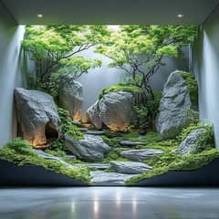 Artistic Rock & Plant Decor - Nature inspired Wall Art (0333-5556007)
