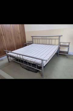 Steel Piped Master Size Double Bed with Mattress