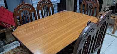Dining Table with 6 Solid Wood Chairs -Used but in Excellent Condition
