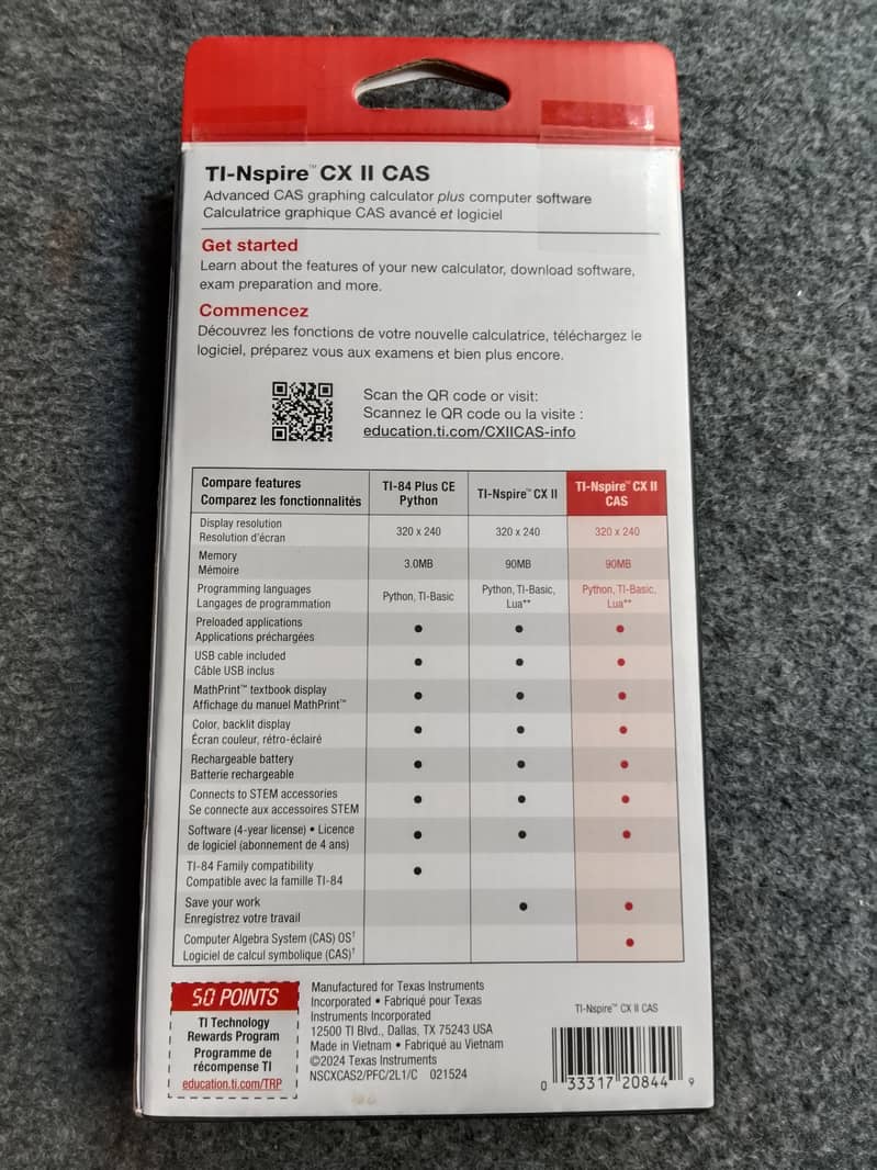 Texas instruments ti-nsipre cx-ii 2 cas graphic python calculator 18
