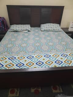 wooden double bed