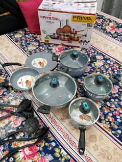 Crystal Non Stick Marble Coated Cookware 16 pc set