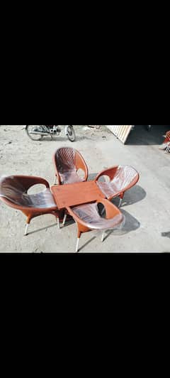 plastic chairs with table