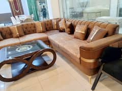 L-shap new sofa golden brown clr