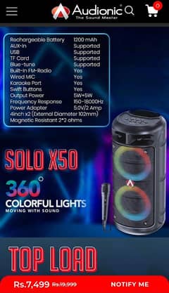 Audionic SOLO X50 Bluetooth Speaker
