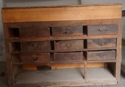 wooden counter with wheels
