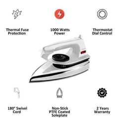 Dry Iron 1000 Watt Power. Delivery All Over Pakistan.