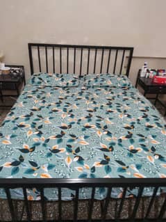 bed with 2 side tables and mattress