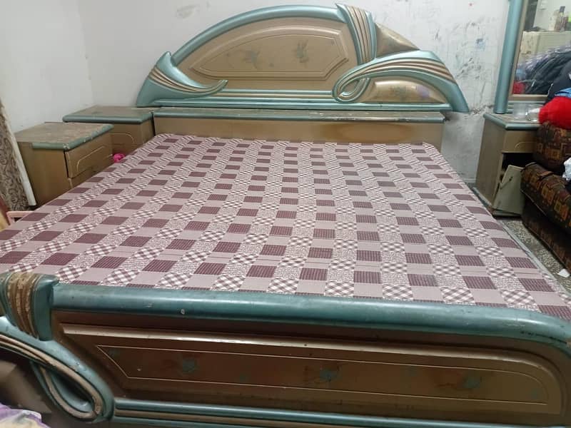 double bed with mattress with dressing table and side table 0