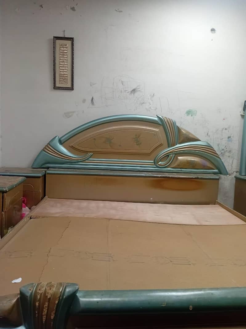 double bed with mattress with dressing table and side table 1