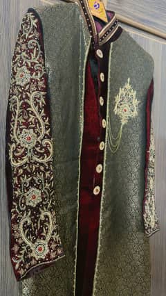 Elegant Mehroon & Golden Groom’s Dress -Worn Only Once| Premium Look