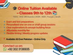 Online Tuition Available – Classes 9th to 12th