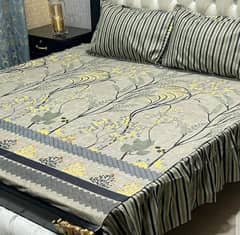 3 pcs. Cotton salonica frill double bedsheet