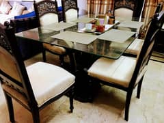Home Dining Table with Glass Top