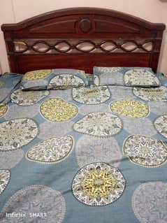 Wooden Double Bed with Mattress
