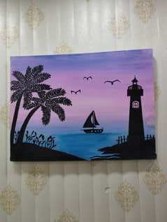 sun set seaview painting