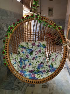 Bamboo Swing Chair with Cushion & Pillow