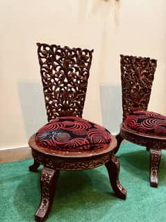 Low Wooden Chairs & Imported Tampered Glass table