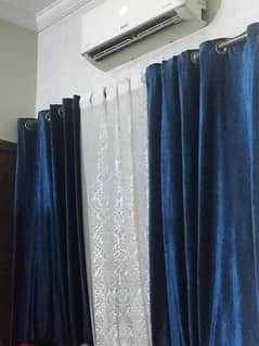 curtains  blue and white 4 month use excellent condition