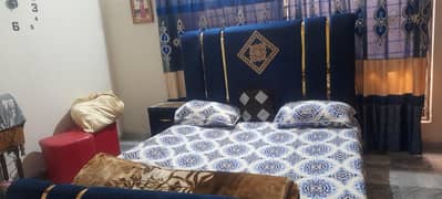 velvet  bed and side table