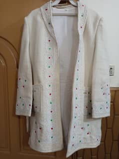 Traditional Chitrali Women’s Shoqa – Hand-Embroidered Wool Coat