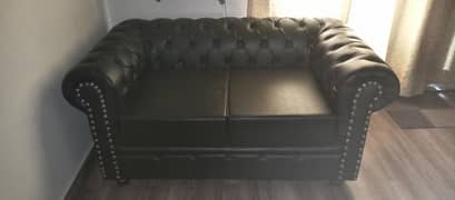 black leather sofa