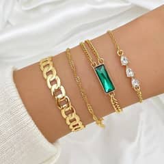 4 PCs gold plated bracelets for women