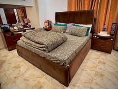 Premium Solid Wood Bedset + Dressing Table + TV Unit & Side Drawers