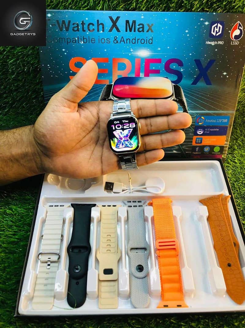 T-Watch X Max series 10 smart watch with 7 straps super amoled display 2