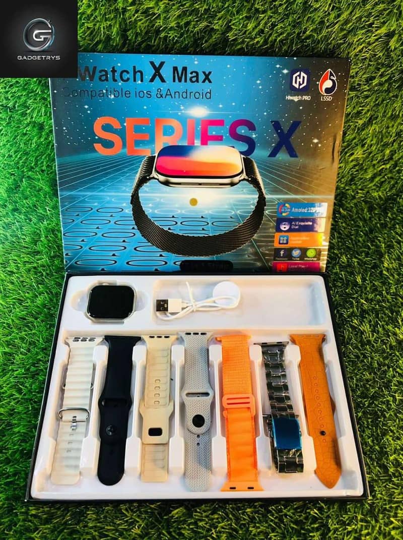 T-Watch X Max series 10 smart watch with 7 straps super amoled display 4