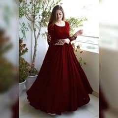 Elegant Women’s Stitched Maxi Suit - 3Pcs Shamoz Silk Embroidered