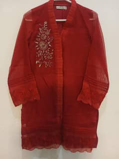 Red Cotton Net Shirt