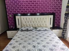 White Bed Set with Dresser Mirror and 2 Nightstands