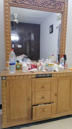 King wooden bed with side table and dressing table and 6inch moltyfoam