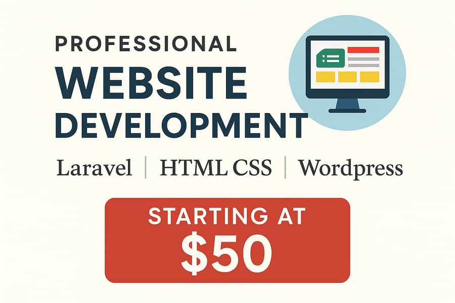 Professional Website Development | HTML, CSS, Laravel, WordPress 0
