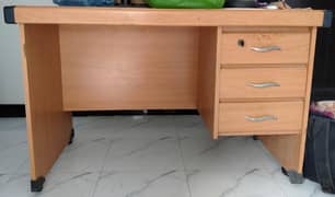 Solid Wooden PC Table - 4ft |  3 Drawers