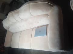 5 Seater Sofa Set for Sale, Velvet Cream Colour, 3+1+1 Seater